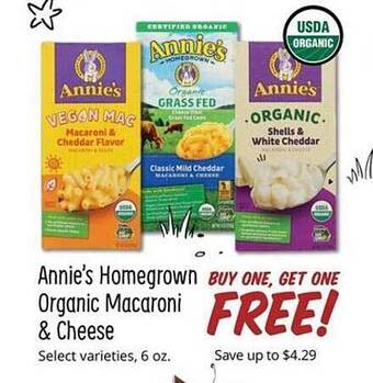 Sprouts Farmers Market Annie's homegrown organic macaroni & cheese offer