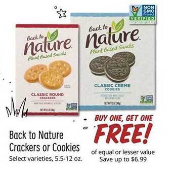 Sprouts Farmers Market Back to nature crackers or cookies offer