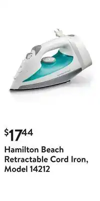 Walmart Hamilton beach retractable cord iron, model 14212 offer