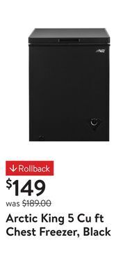 Walmart Arctic king 5 cu ft chest freezer, black offer