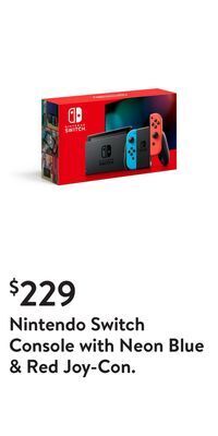 Walmart Nintendo switch console with neon blue & red joy-con. offer