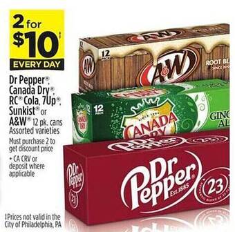 Dollar General Dr. pepper canada dry, rc cola, 7up, sunkist or a&w offer