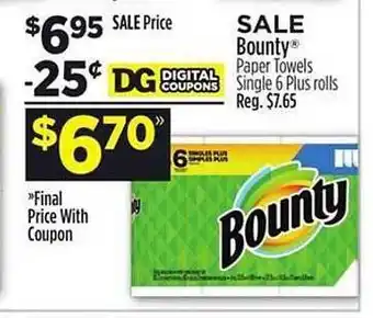 Dollar General Bounty paper towels single offer