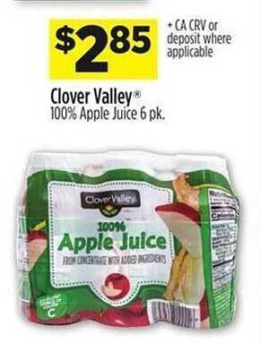 Dollar General Clover valley apple juice offer