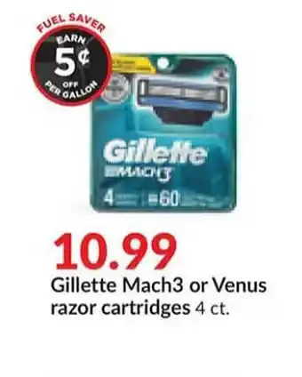 Hy-Vee Gillette mach3 or venus razor cartridges offer