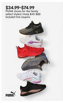 JC Penney Puma shoes for the family offer