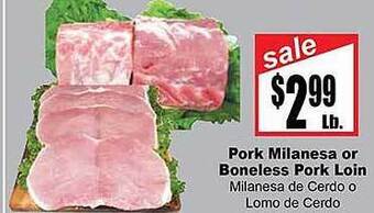 Rancho Markets Pork milanesa or boneless pork loin offer