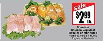 Rancho Markets Boneless chicken leg meat regular or marinated offer
