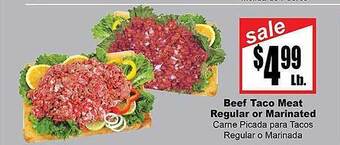 Rancho Markets Beef taco meat regular or marinated offer