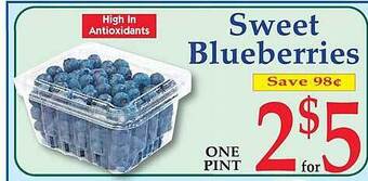 Market Basket Sweet blueberries offer