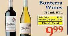 Market Basket Bonterra wines offer
