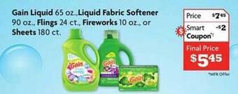 Family Dollar Gain liquid liquid fabric softener flings fireworks or sheets offer