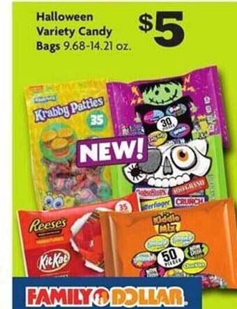 Family Dollar Halloween variety candy bags offer