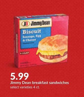 Hy-Vee Jimmy dean breakfast sandwiches offer