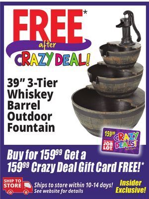 Ocean State Job Lot 3-tier whiskey barrel fountain offer