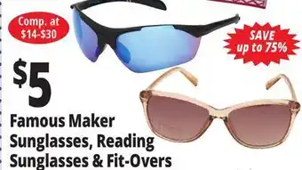 Ocean State Job Lot Famous maker sunglasses, reading sunglasses sunglasses & fit-overs offer