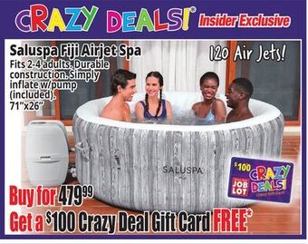 Ocean State Job Lot Bestway saluspa 71" x 26" fiji hot tub spa with air jets offer