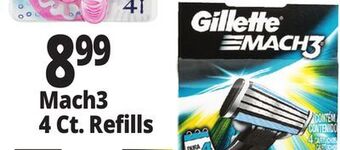 Ocean State Job Lot Gillette mach3 razor blade refills, 4-count offer