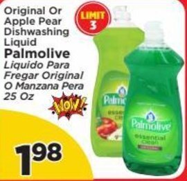 Presidente Original Or Apple Pear Dishwashing Liquid Palmolive offer