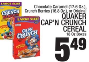 C Town Quaker cap'n crunch cereal 18 oz boxes offer