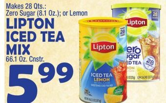 Bravo Supermarkets Lipton iced tea mix 66.1 oz. cnstr offer
