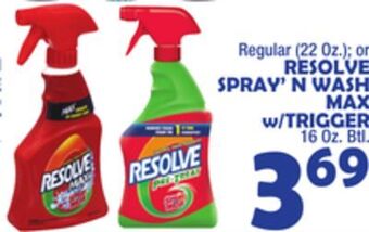 Bravo Supermarkets Resolve spray'n wash max w/trigger 16 oz. btl offer