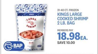 Kings Food Markets Kings large cooked shrimp 2 lb. bag offer