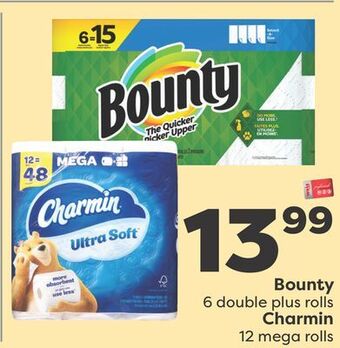 Weis Markets Bounty 6 double plus rolls charmin 12 mega rolls offer