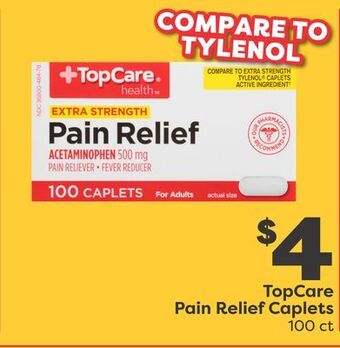 Weis Markets Topcare pain relief caplets offer