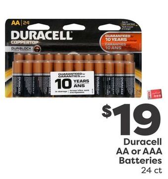 Weis Markets Duracell aa or aaa batteries offer
