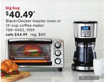 JC Penney Black + decker toaster oven or 12-cup coffee maker offer