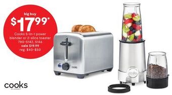 JC Penney Cooks 5-in-1 power blender or 2-slice toaster offer