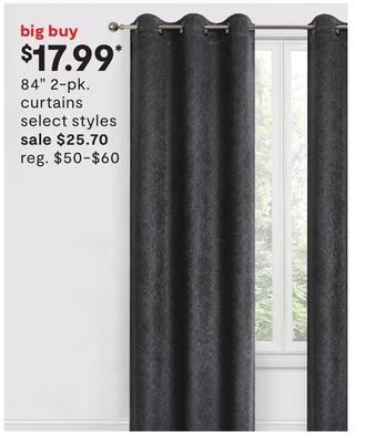 JC Penney 84" 2-pk. curtains offer