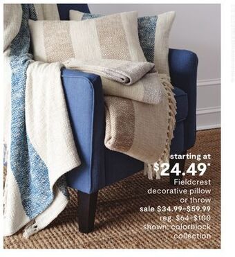 JC Penney Fieldcrest decorative pillow or throw offer