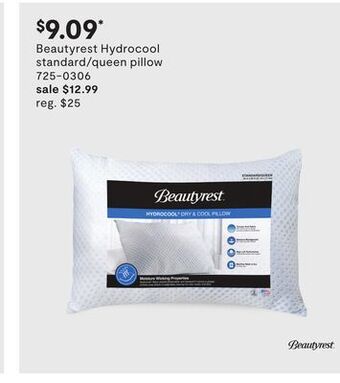 JC Penney Beautyrest hydrocool standard/queen pillow offer