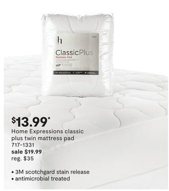 JC Penney Home expressions classic plus twin mattress pad offer
