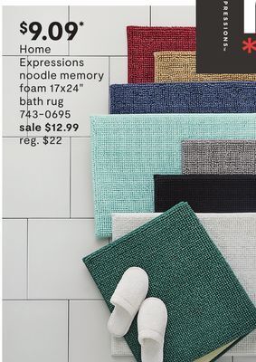 JC Penney Home expressions noodle memory foam 17x24" bath rug offer