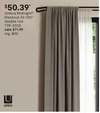 JC Penney Umbra midnight® blackout 42-120" double rod offer