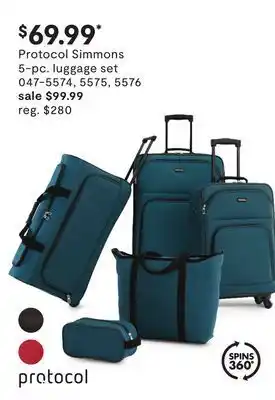 JC Penney Protocol simmons 5-pc. luggage set offer