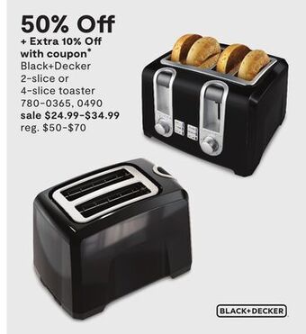 JC Penney Black+decker 2-slice or 4-slice toaster offer