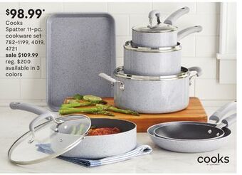 JC Penney Cooks spatter 11-pc. cookware set offer