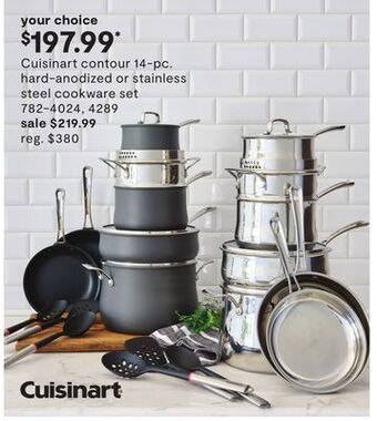JC Penney Cuisinart contour 14-pc. hard-anodized or stainless steel cookware set offer
