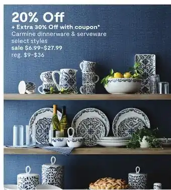 JC Penney Carmine dinnerware & serveware offer
