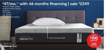 JC Penney Tempur-pedic adapt medium hybrid queen mattress offer