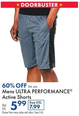 Boscov's Mens ultra performance® active shorts offer