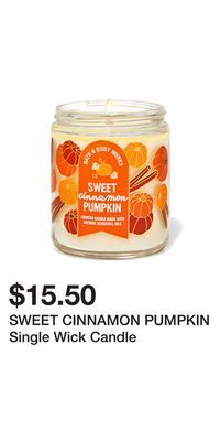 Bath & Body Works Sweet cinnamon pumpkin single wick candle offer