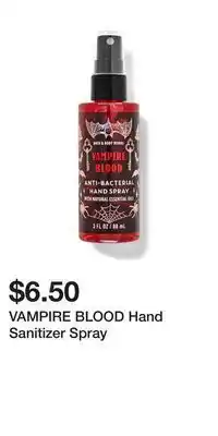 Bath & Body Works Vampire blood hand sanitizer spray offer