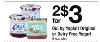 ACME Oui by yoplait original or dairy free yogurt offer