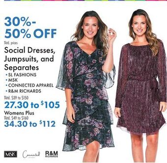 Boscov's Social dresses, jumpsuits, and separates offer