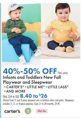 Boscov's Infants and toddlers new fall playwear and sleepwear offer